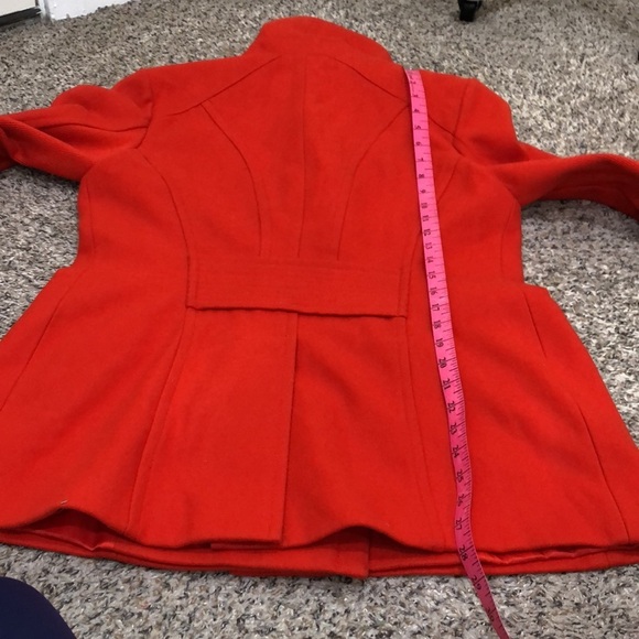 BCBGMAXAZRIA Peacoat Pea Coat Size Large Orange Red Wool Blend - Picture 12 of 13